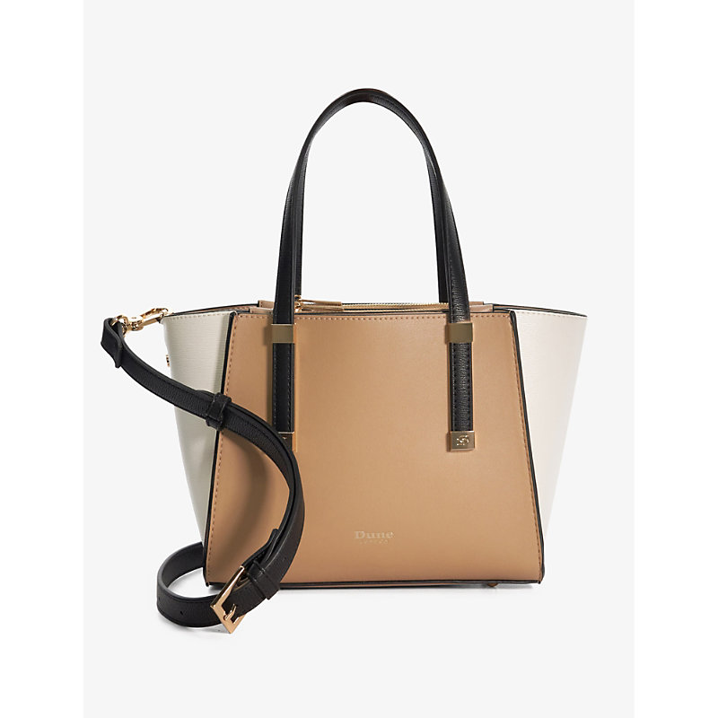 Womens Camel-synthetic Dinky Dresden Colour-block Faux-leather Tote bag 