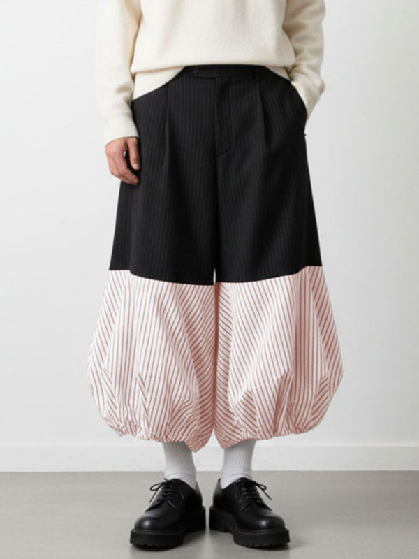Men's Striped Color Block Lantern Pant SKUL37663 - Red / S