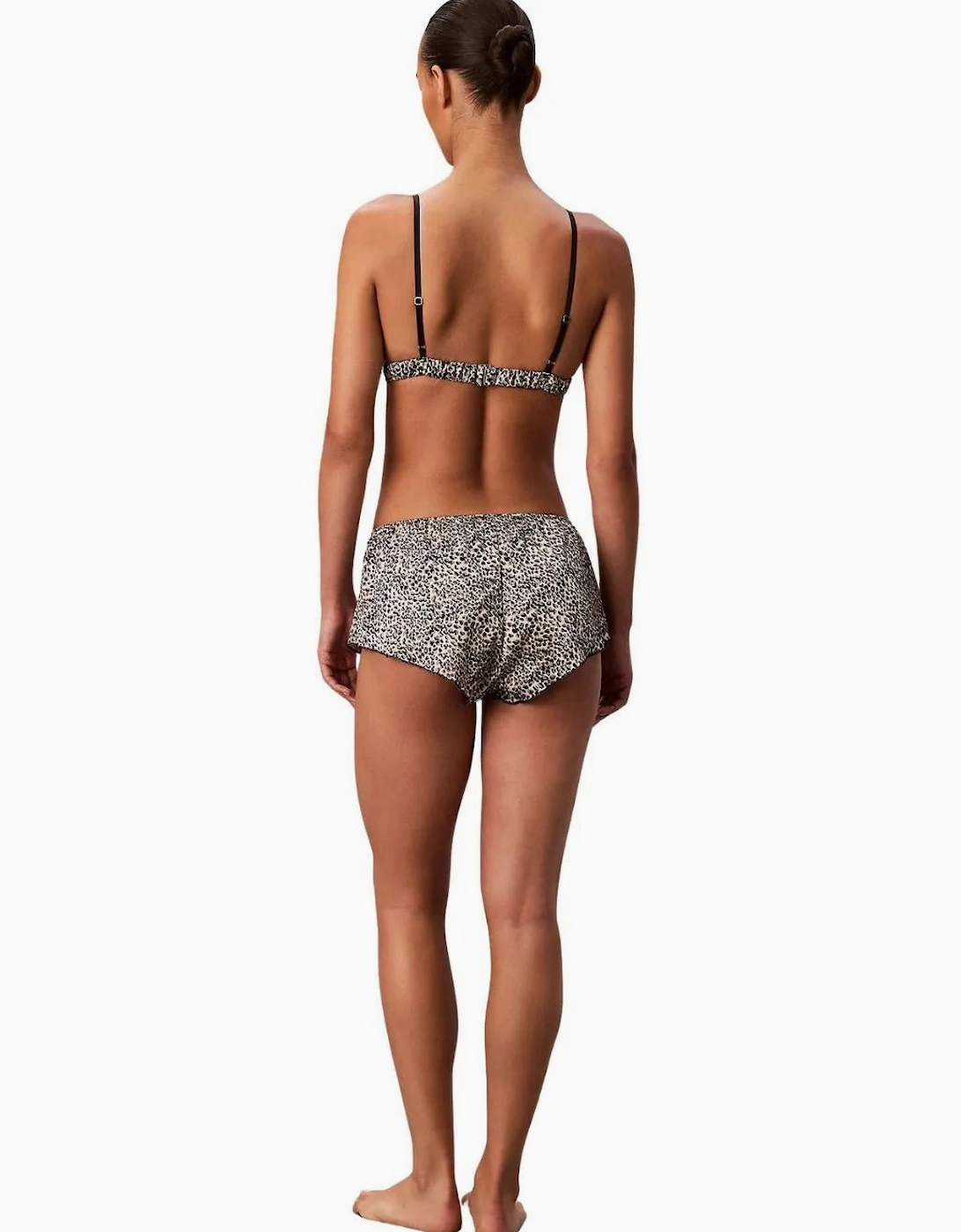 Calvin Klein Women's Signature Satin Boy Short, Animal Print - Brown