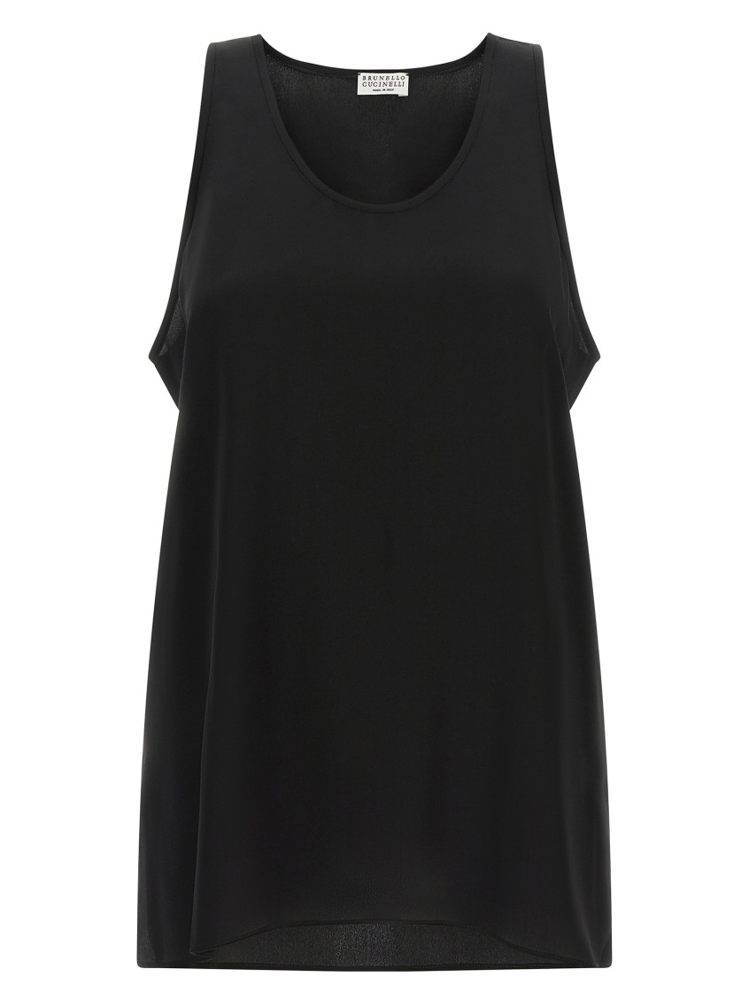 Brunello Cucinelli - monile silk top sleeveless round neckline