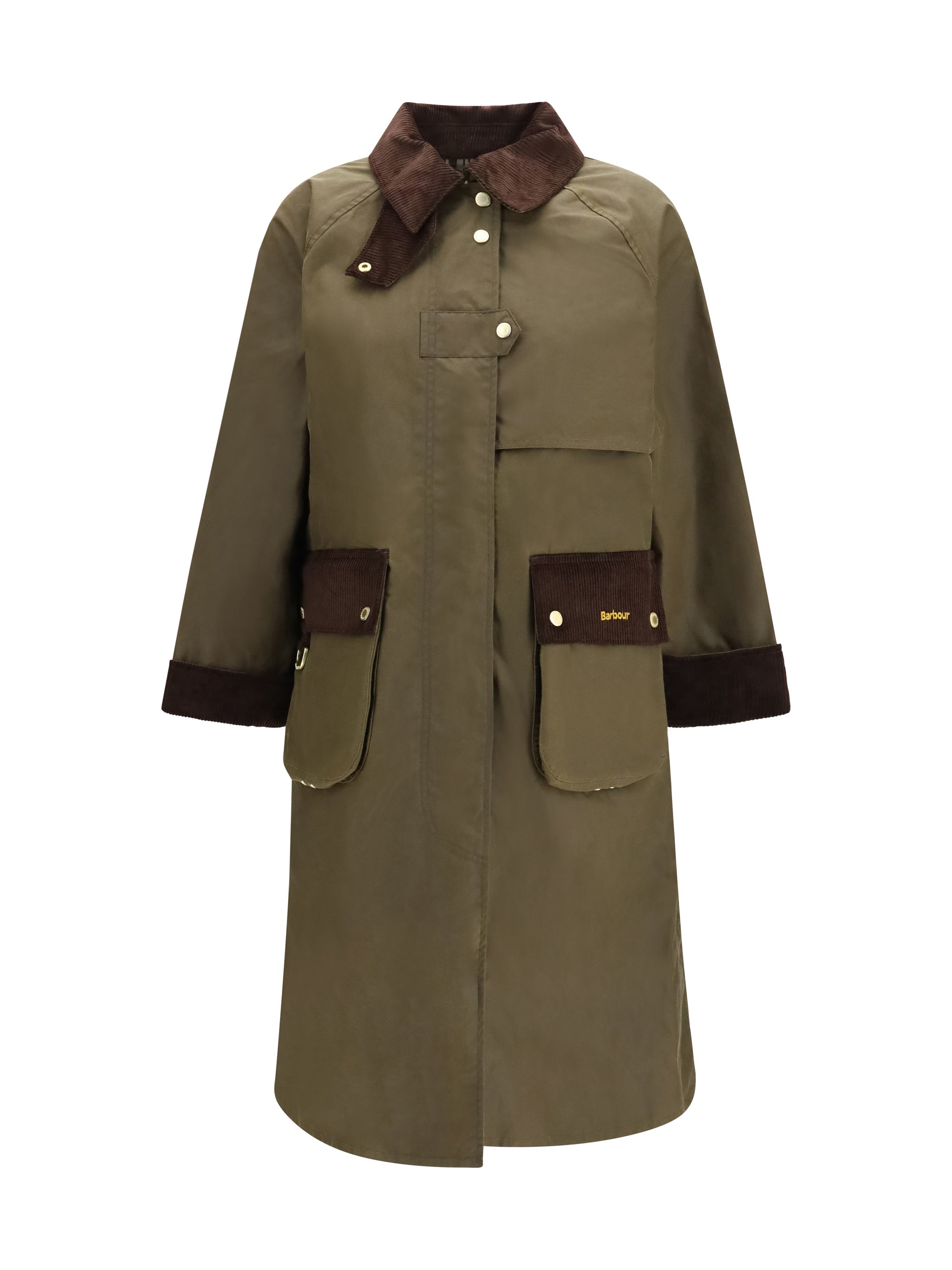 Waxed Cotton with Corduroy Trim Coat — Beige