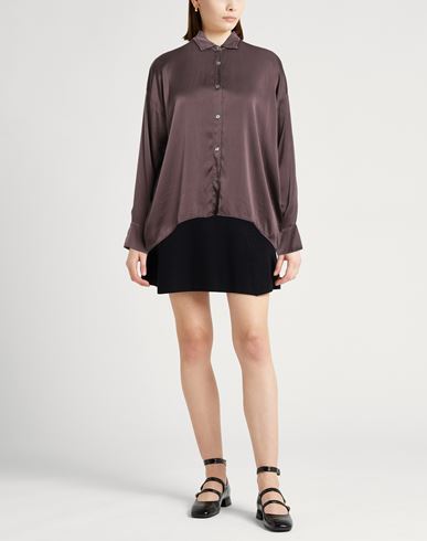 Woman Shirt Plum Size M Silk, Elastane