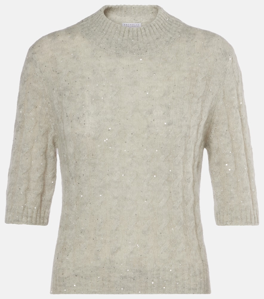 Sequined cable-knit sweater