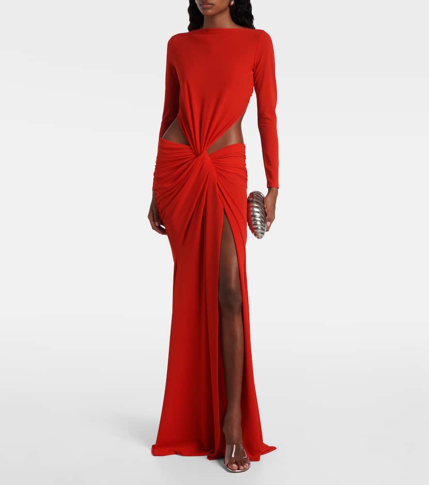 Gathered crêpe jersey gown