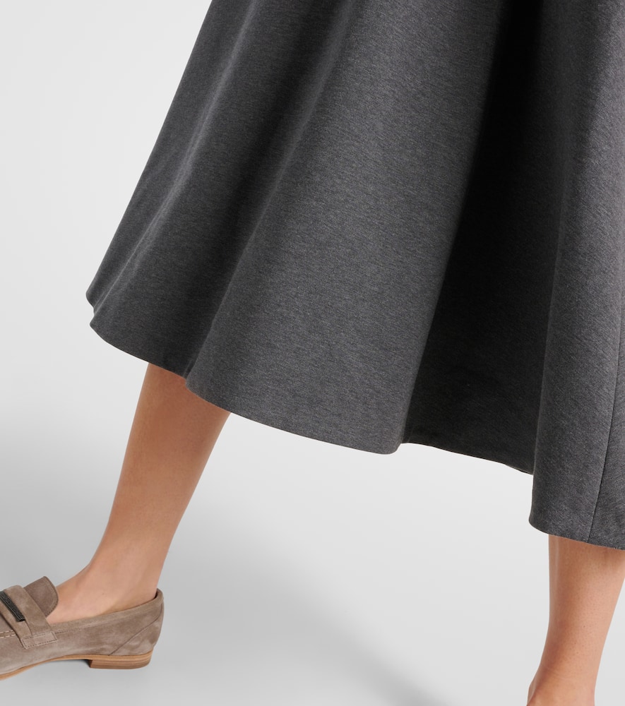 Cotton-blend midi skirt