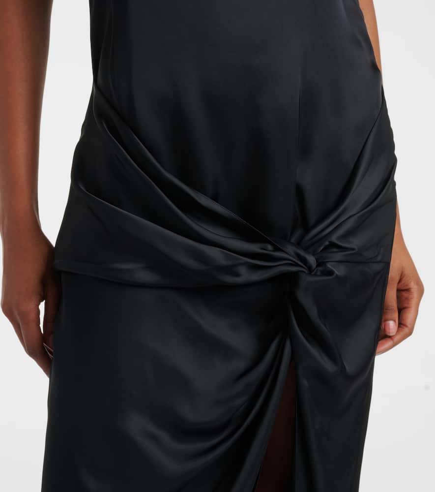 Gathered satin slip dress