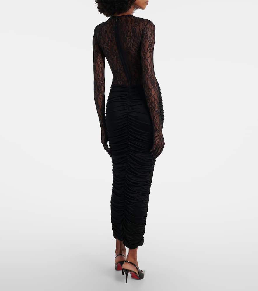 Vivienne ruched lace maxi dress