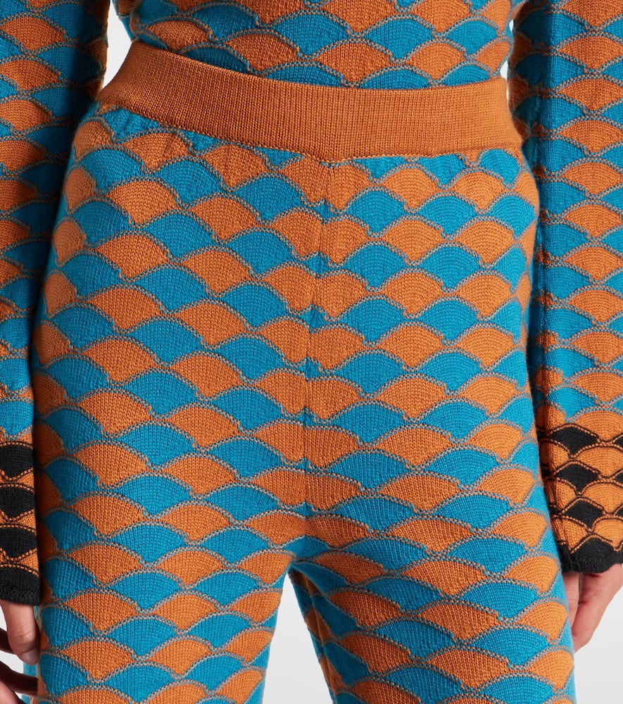 Intarsia knitted straight wool pants