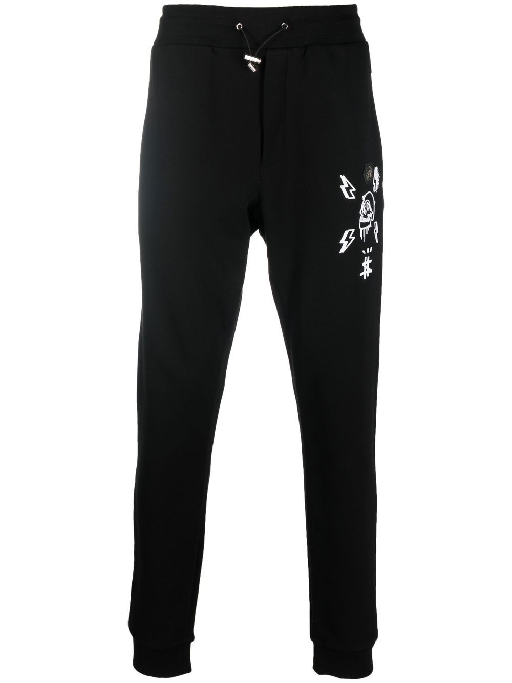Hexagon tapered track pants - Black
