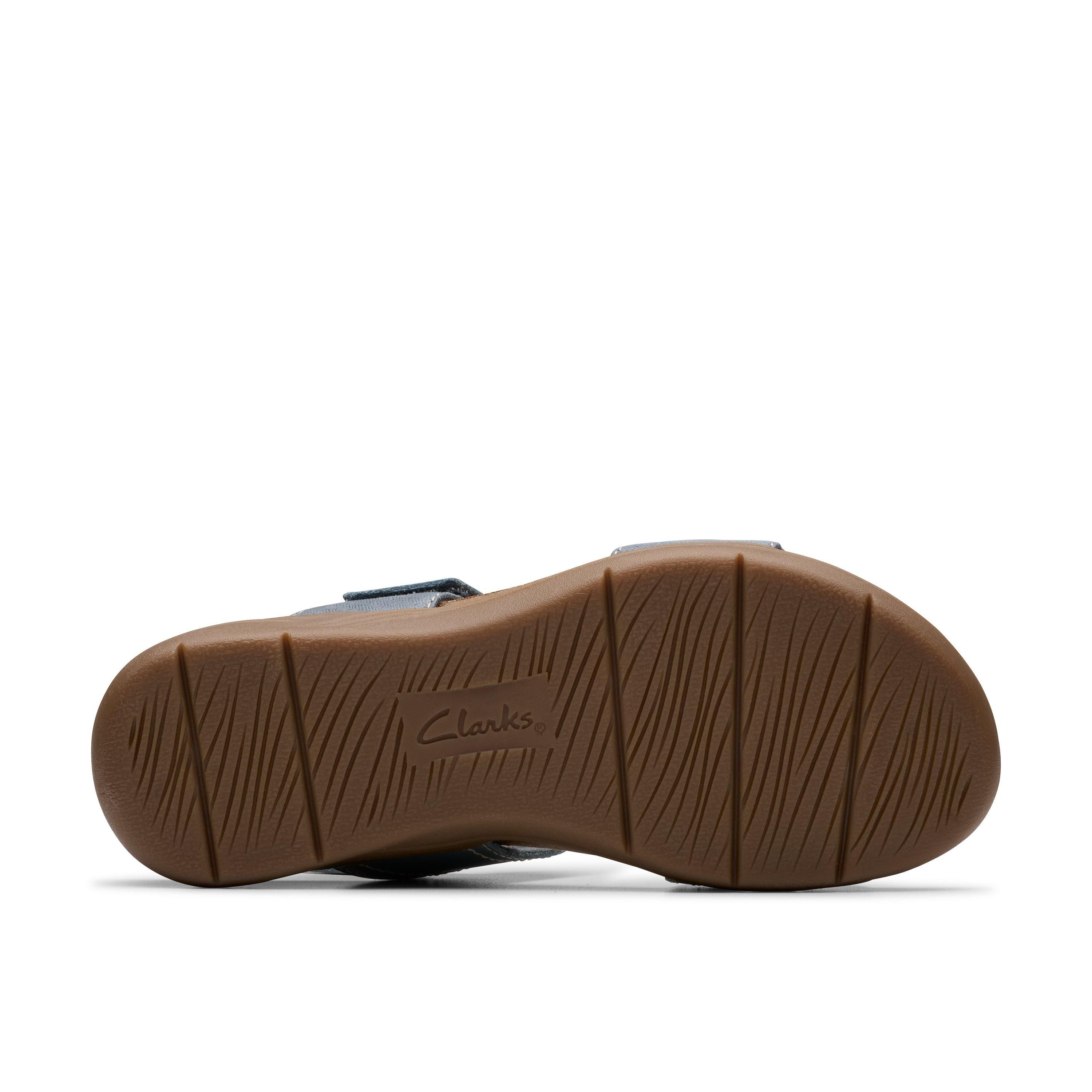 Clarks April Clover Blue Grey Combination Flat Sanda