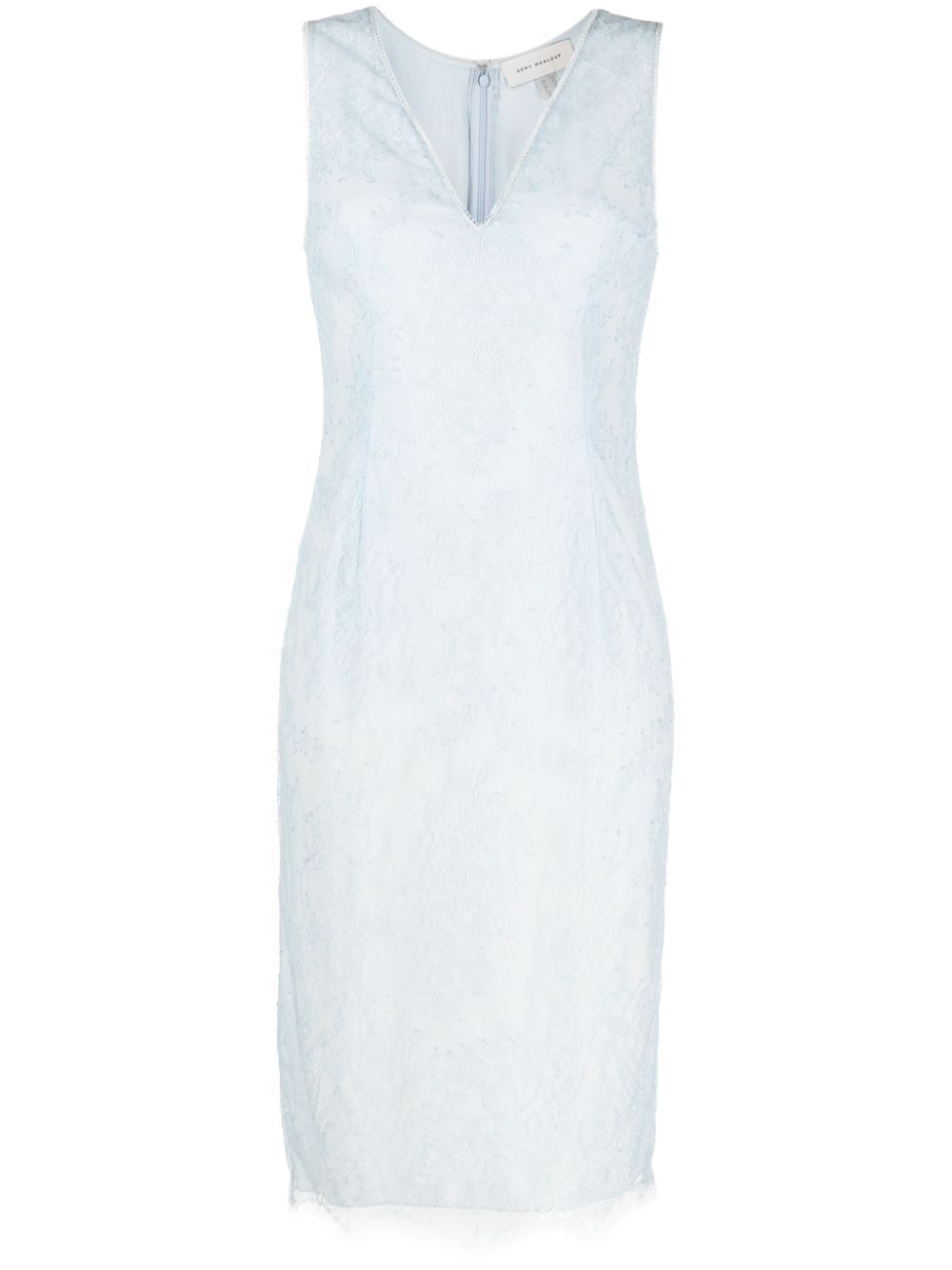 Chantilly lace V-neck midi dress - Blue