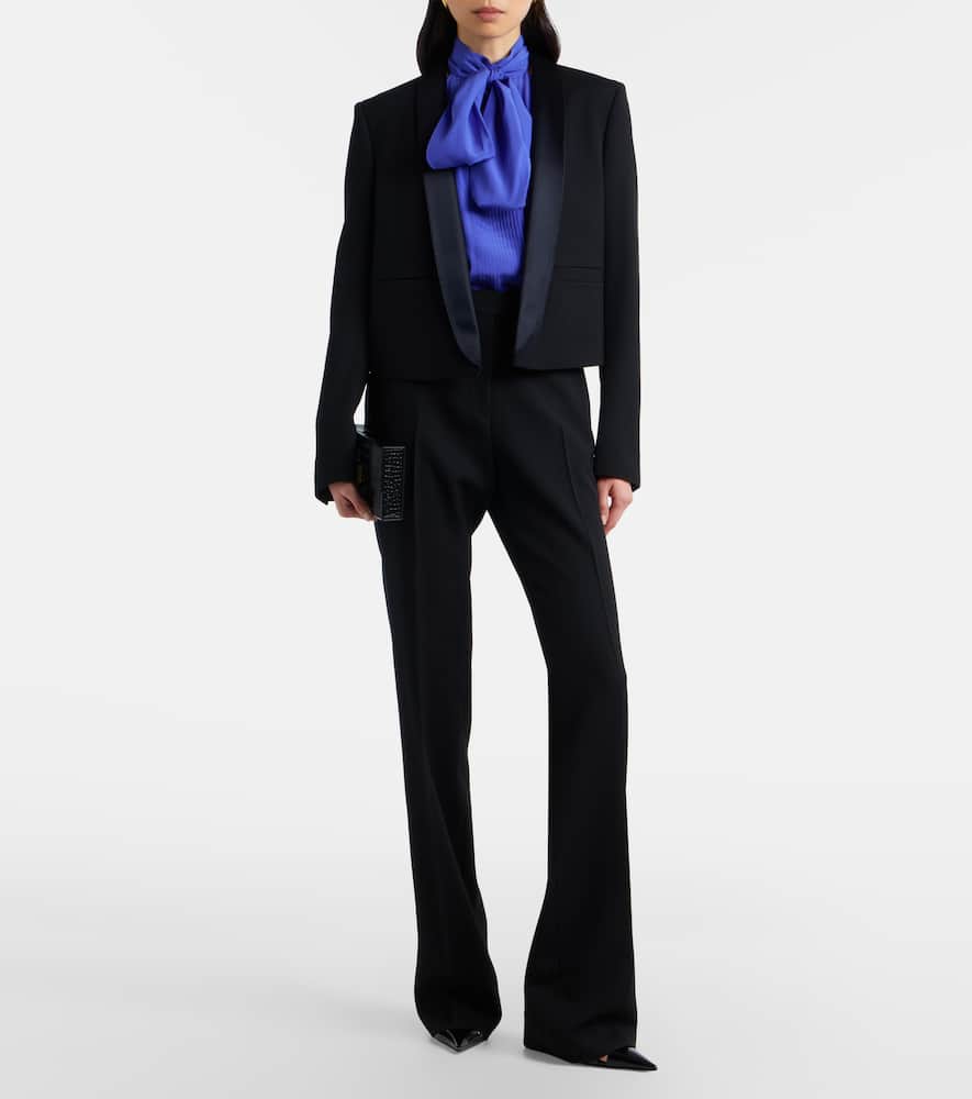 Silk-trimmed wool blazer