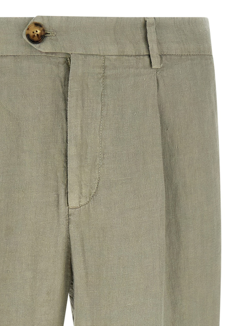 Brunello Cucinelli - linen gabardine tailored turn up trouser