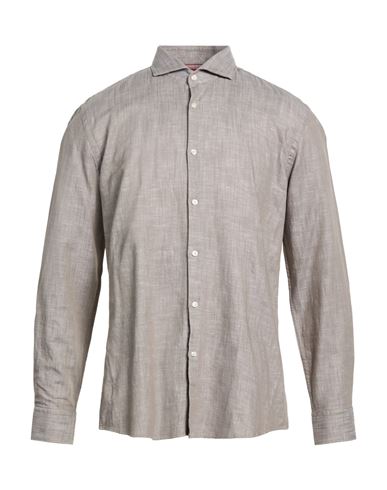 Man Shirt Khaki Size 15 Cotton, Linen