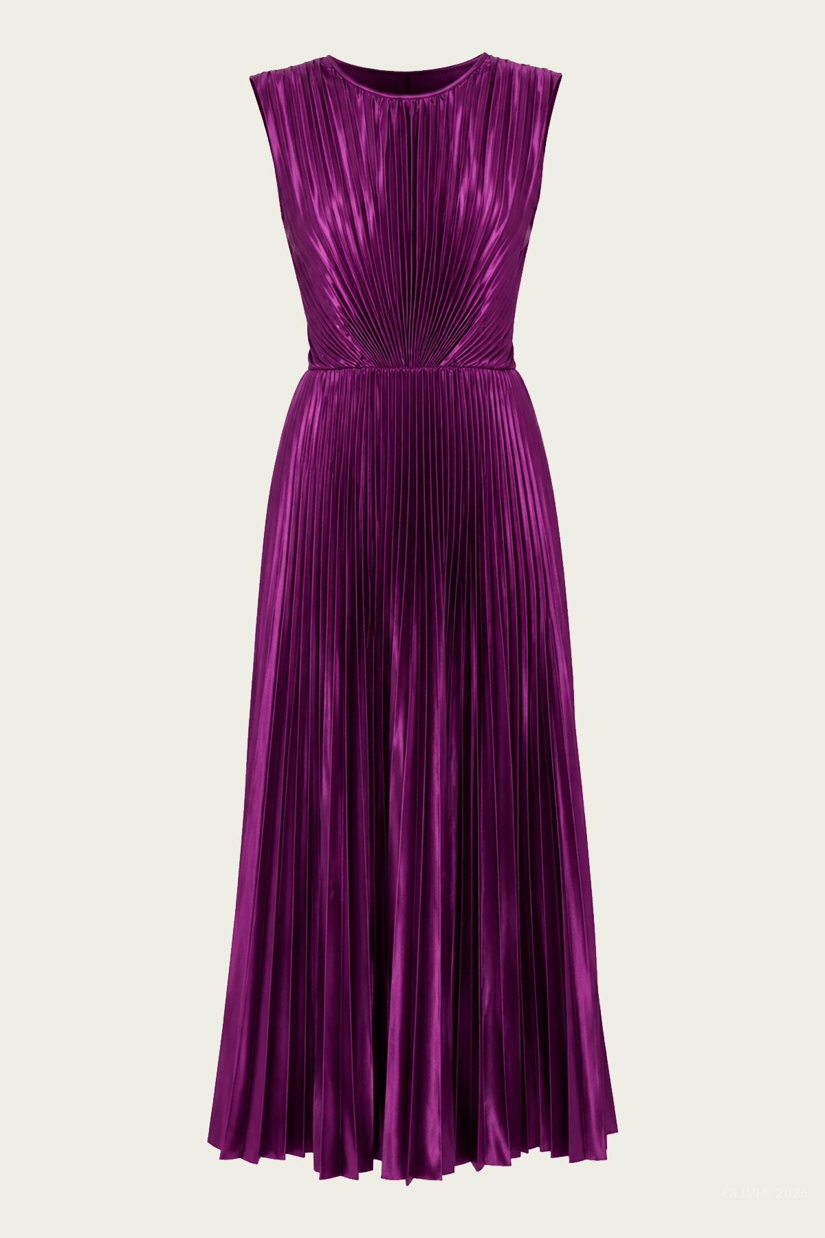 Malin Sleeveless Satin Dress in Amaranth