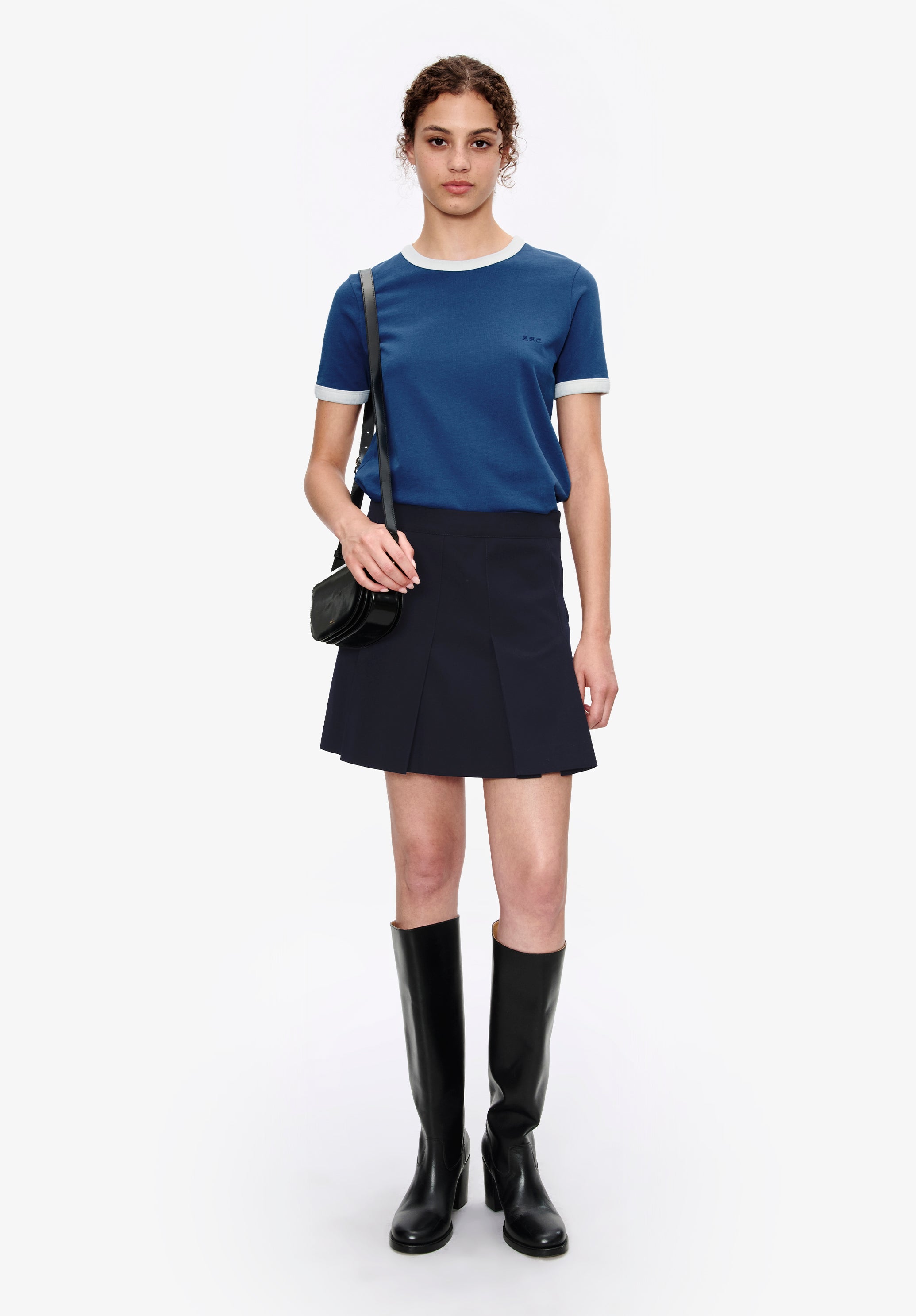 A. P.C. Women's Pleated mini skirt Size: 34 in Dark navy blue