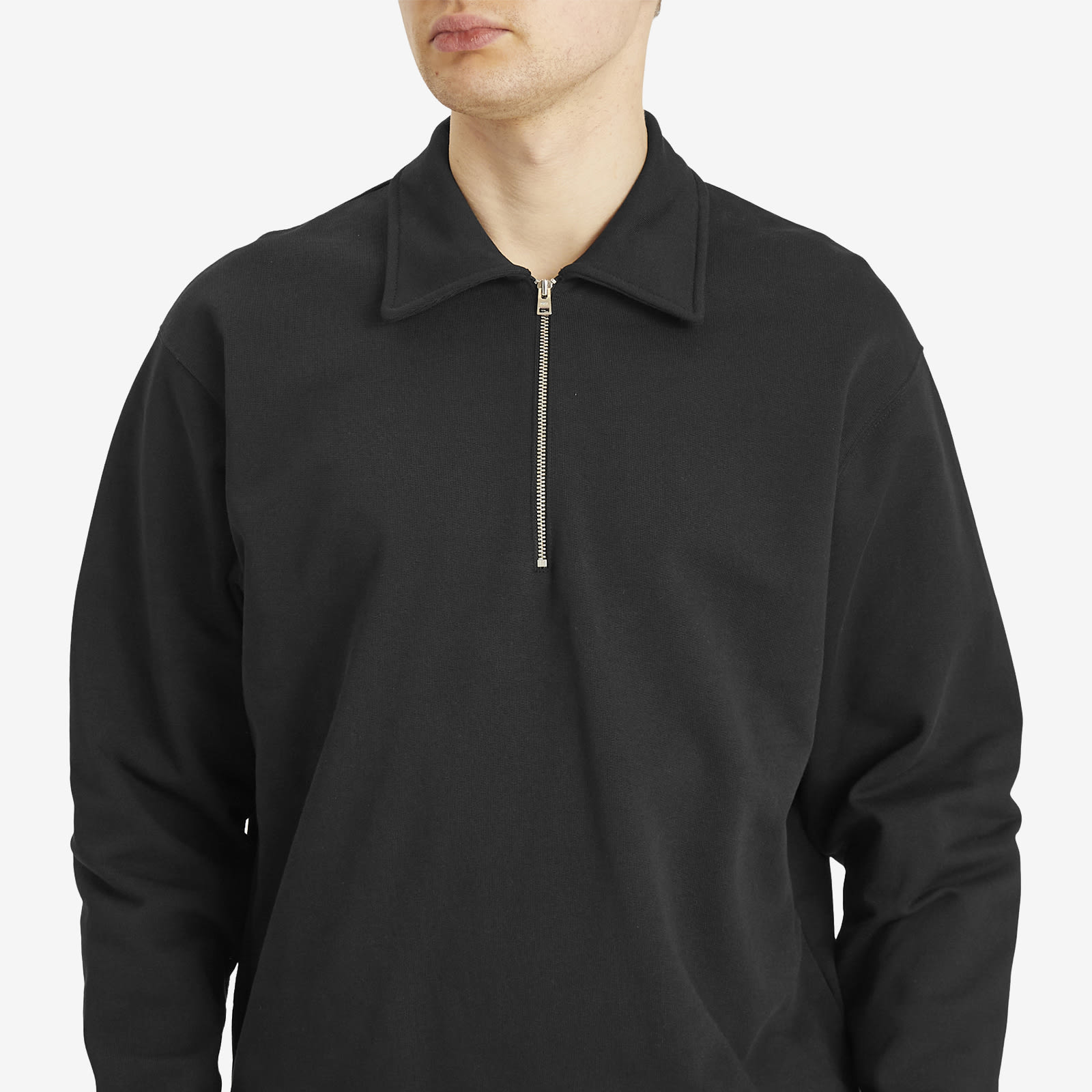 Norse Projects Men's Ketel Relaxed Logo Half Zip Sweatshirt in Black