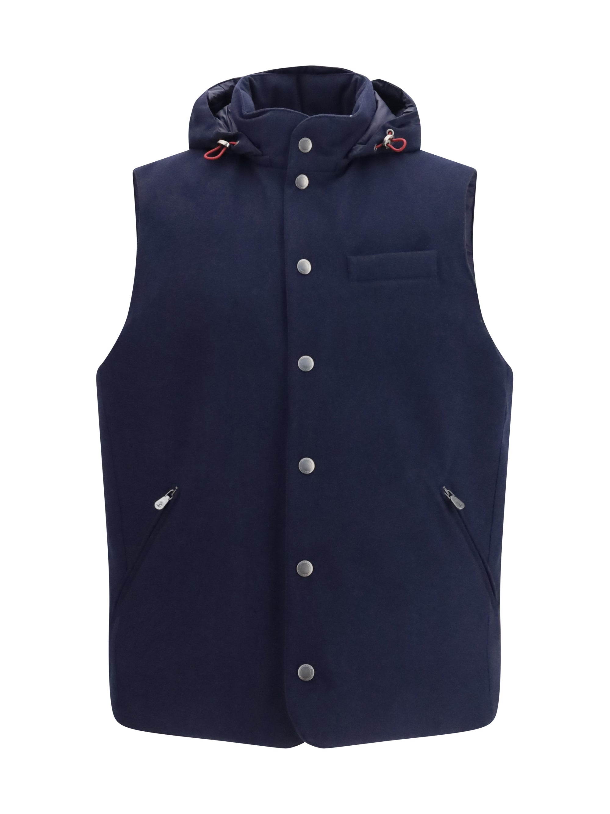 Wool Down Vest — Navy