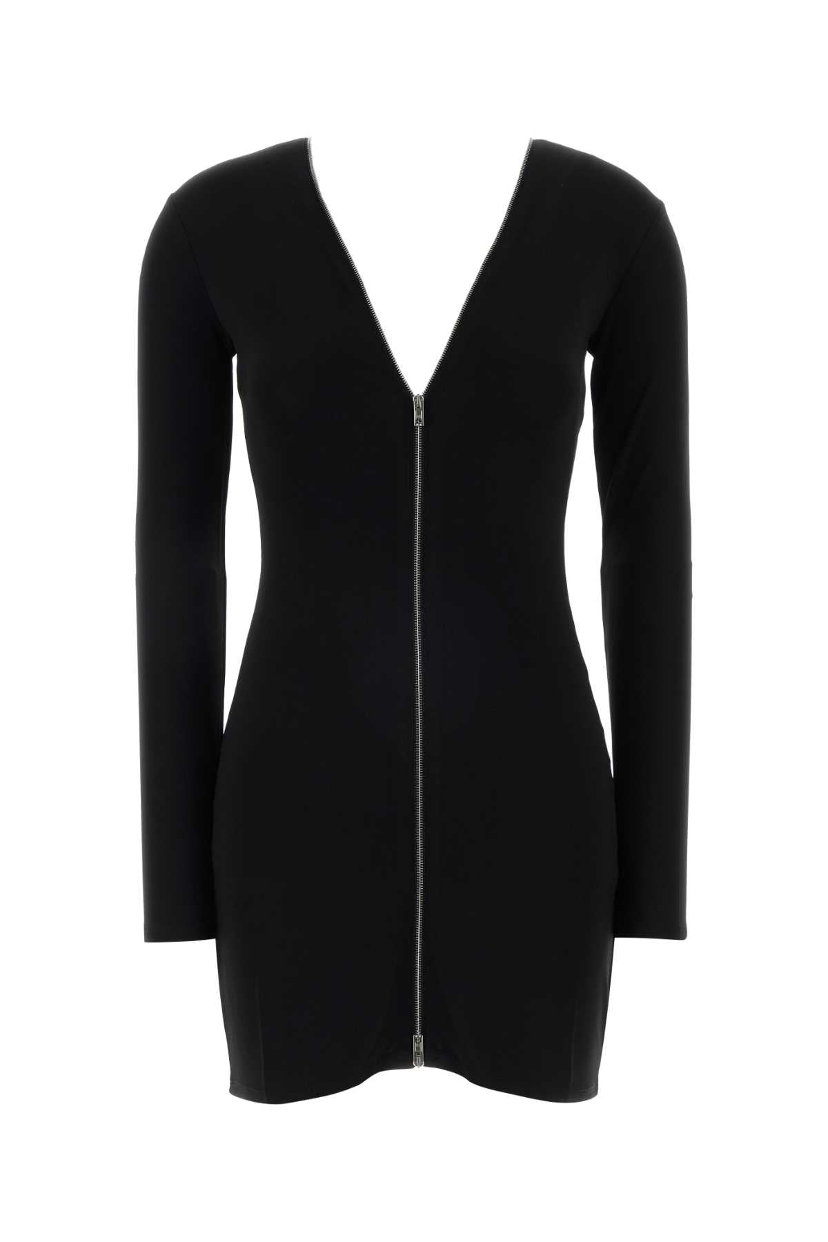 Zipper Mini Dress — Black