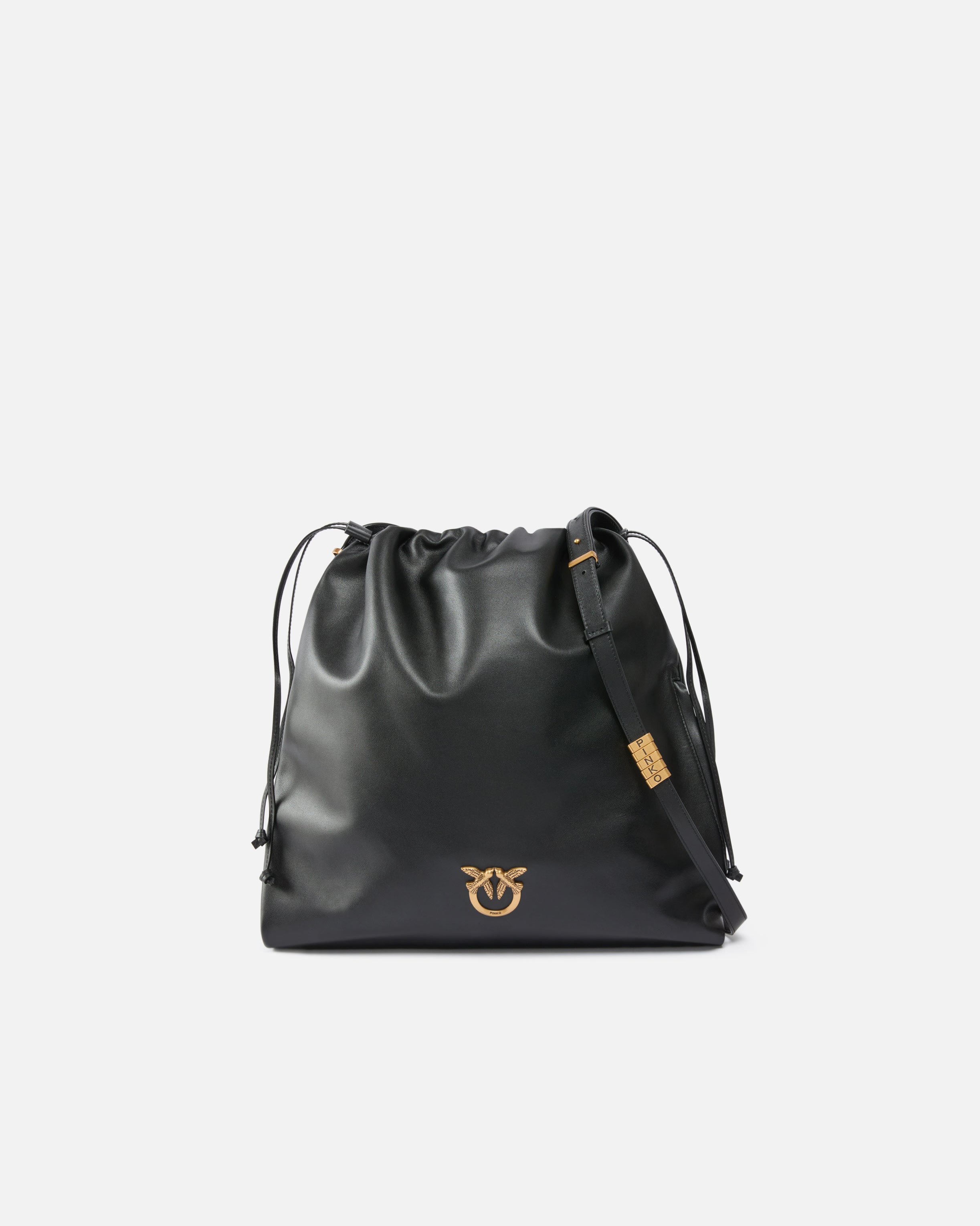 Leather Mini Slouchy Bag with Love Birds logo