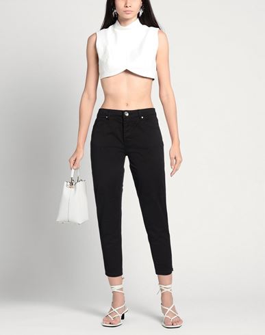 Woman Pants Black Size 24 Cotton, Elastane