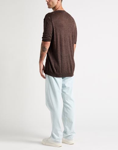 Man Sweater Chocolate brown Size 42 Linen