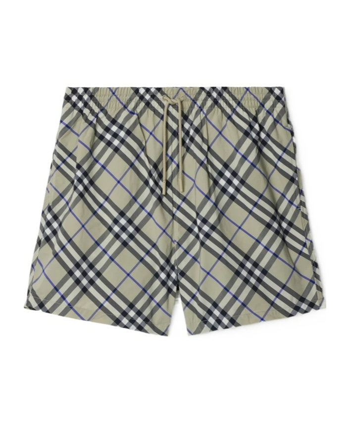 Checked drawstring-waist swim shorts