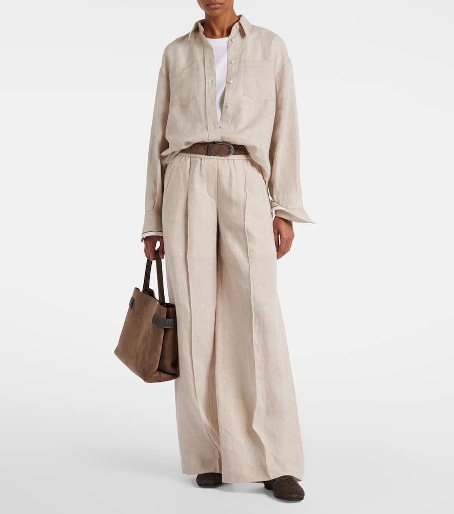 Linen wide-leg pants