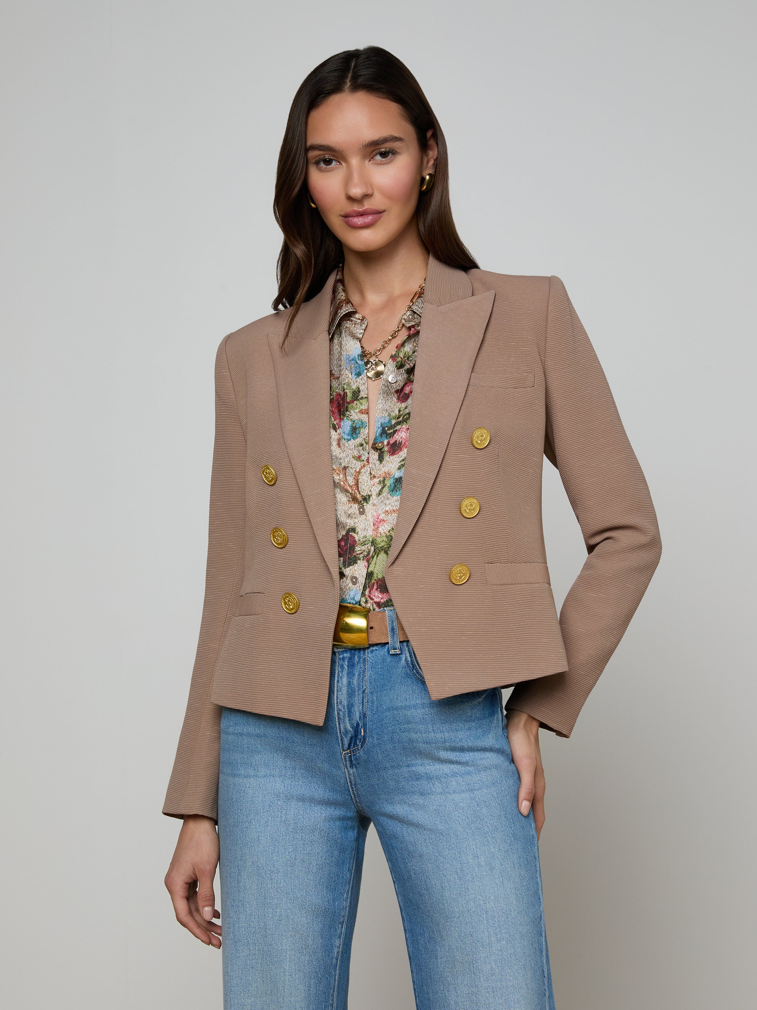Brooke Blazer In Portabella/multi Floral Tapestry