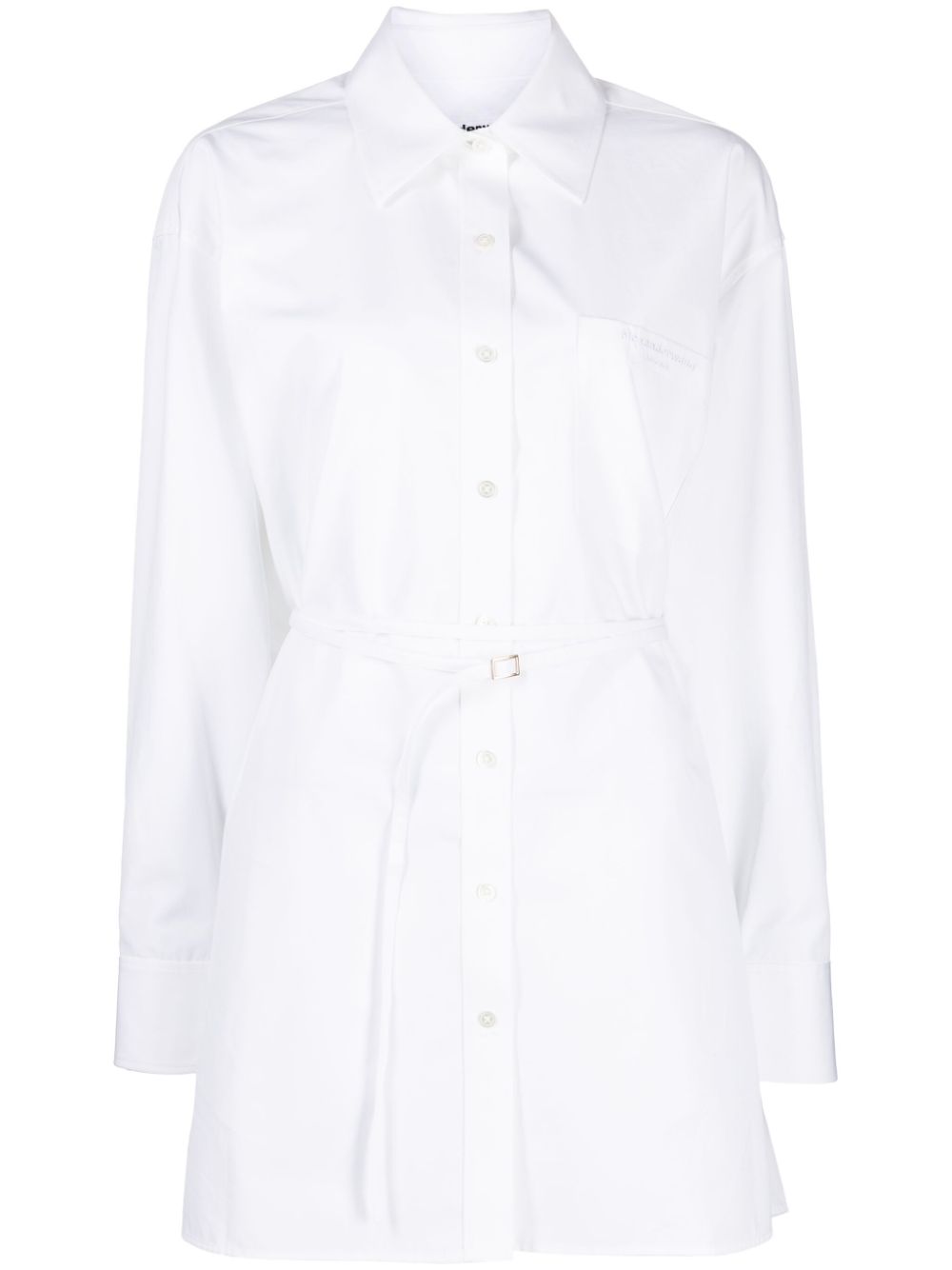 Logo-embroidered belted shirt dress - Blue
