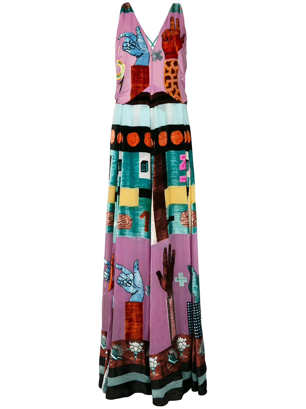 Graphic Print Silk Gown — Pink