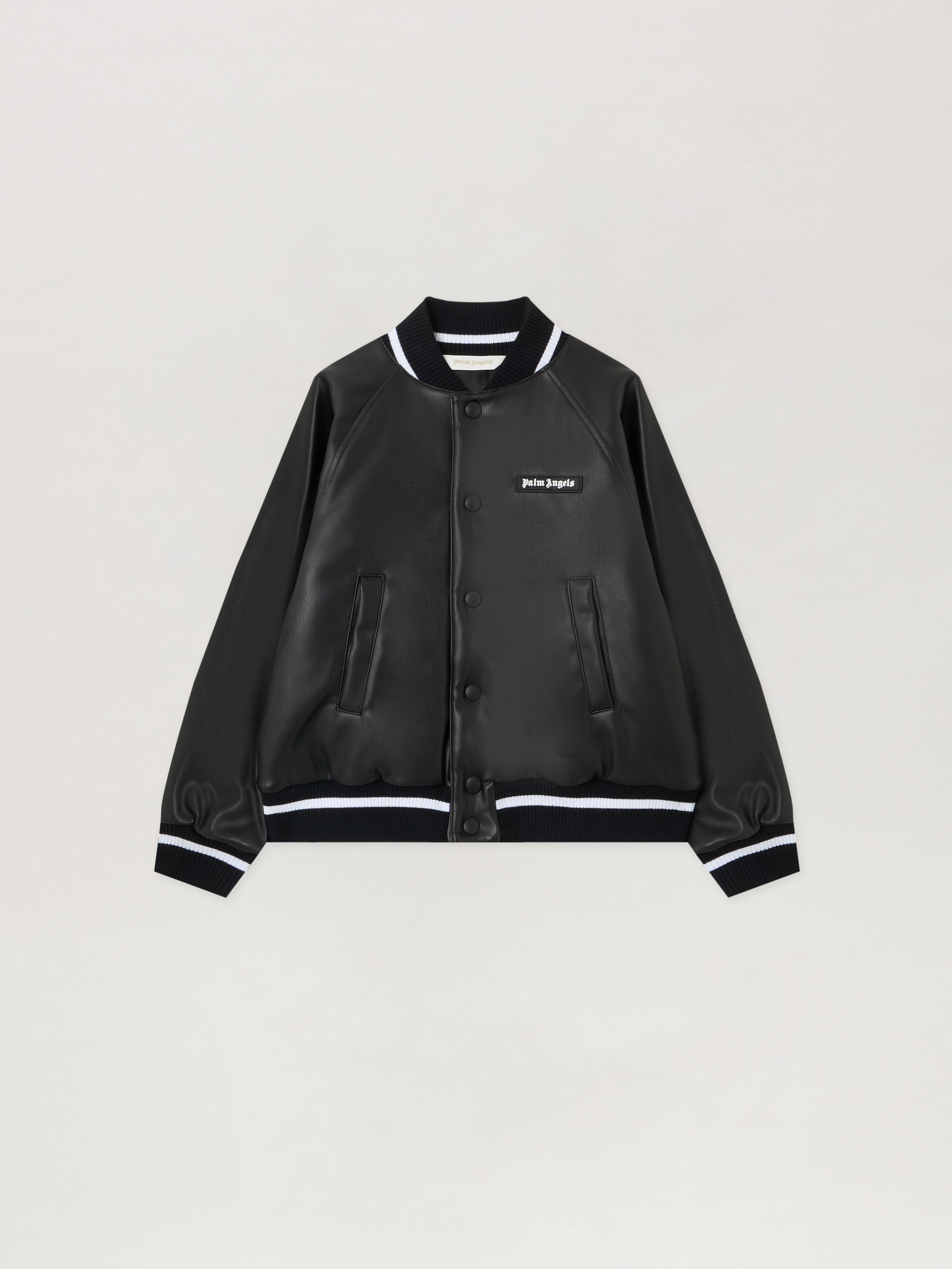 Curvedlogo Coated Varsityjkt Kids  Black