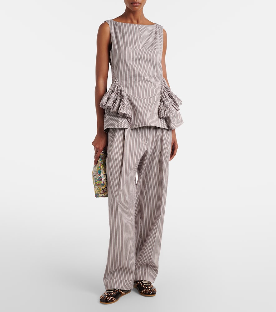 Striped cotton and silk pants