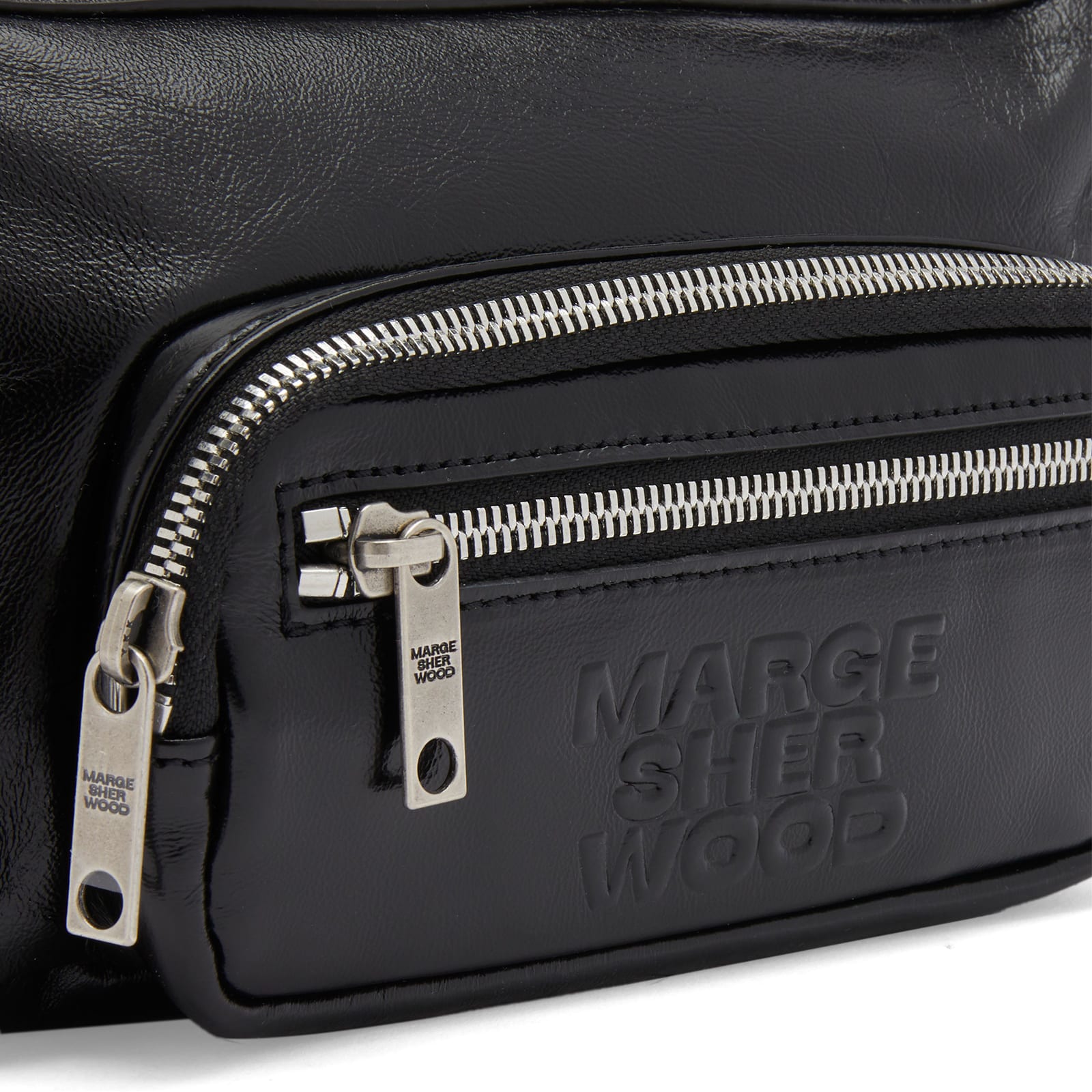 Women's Outpocket Hobo Mini Bag in Black Glossy Plain 