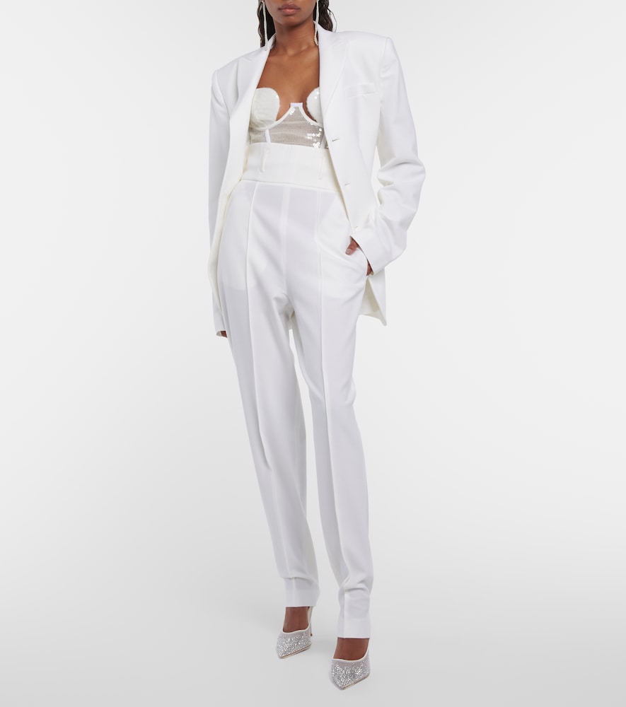 Bridal straight wool-blend pants