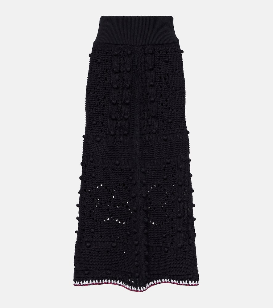 Cotton-blend midi skirt