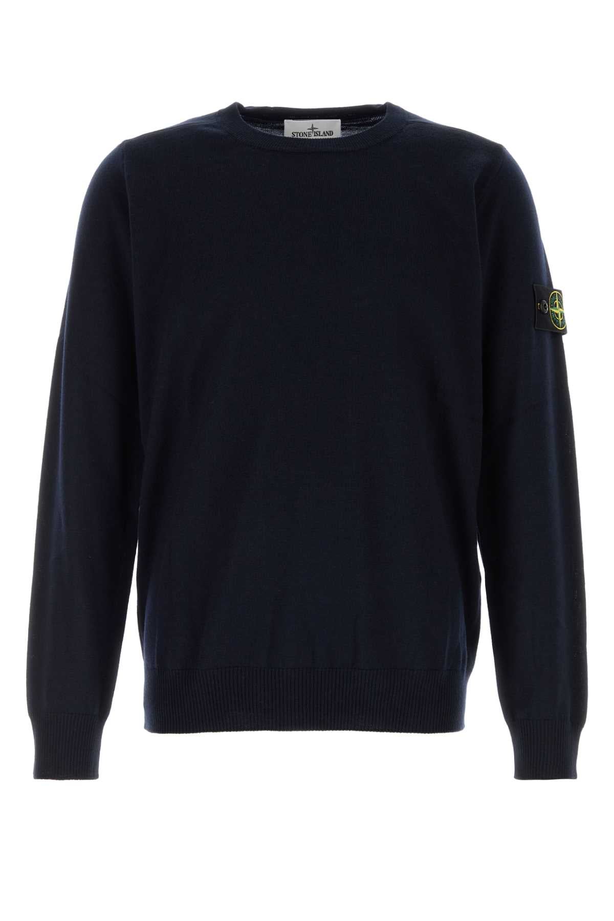 Virgin Wool Crew-Neck Sweater — Navy