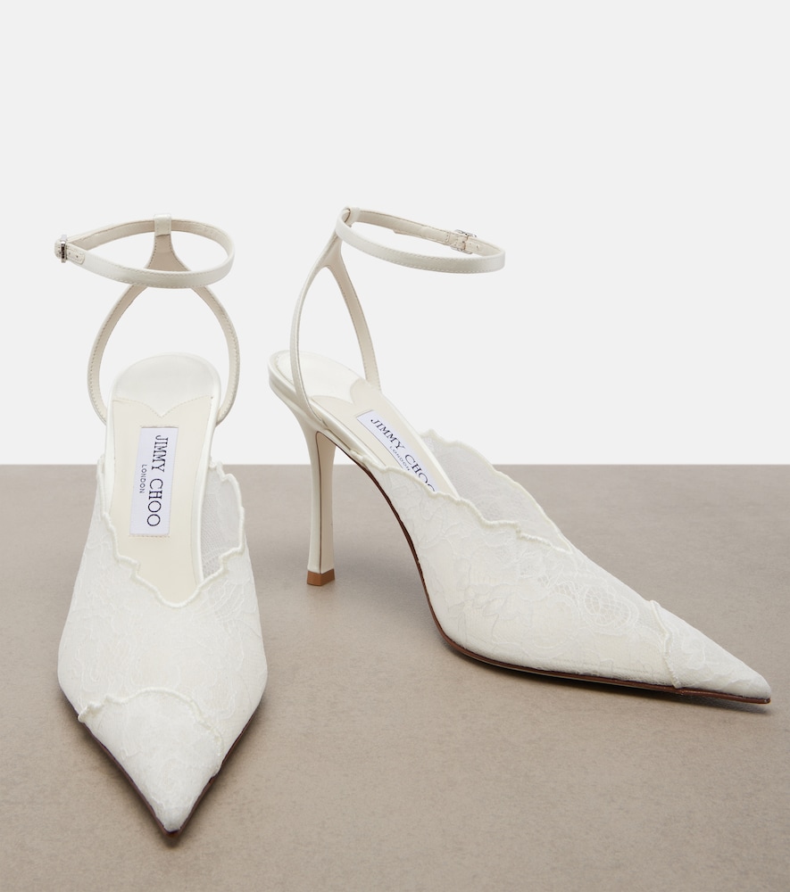 Bridal Faiz lace and leather pumps