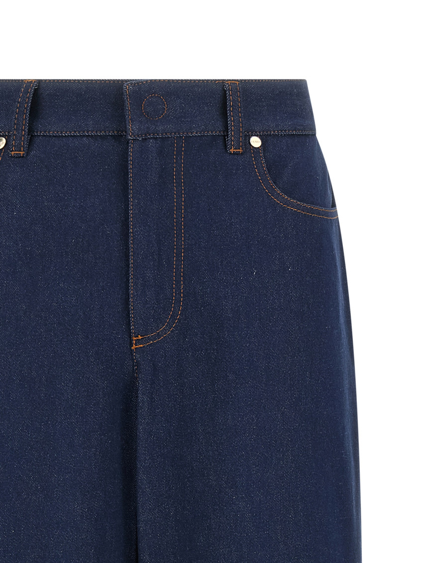 Fendi - denim jeans wide leg turn up cuff