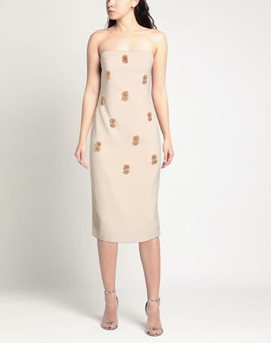 Woman Midi dress Cream Size M Polyester, Elastane