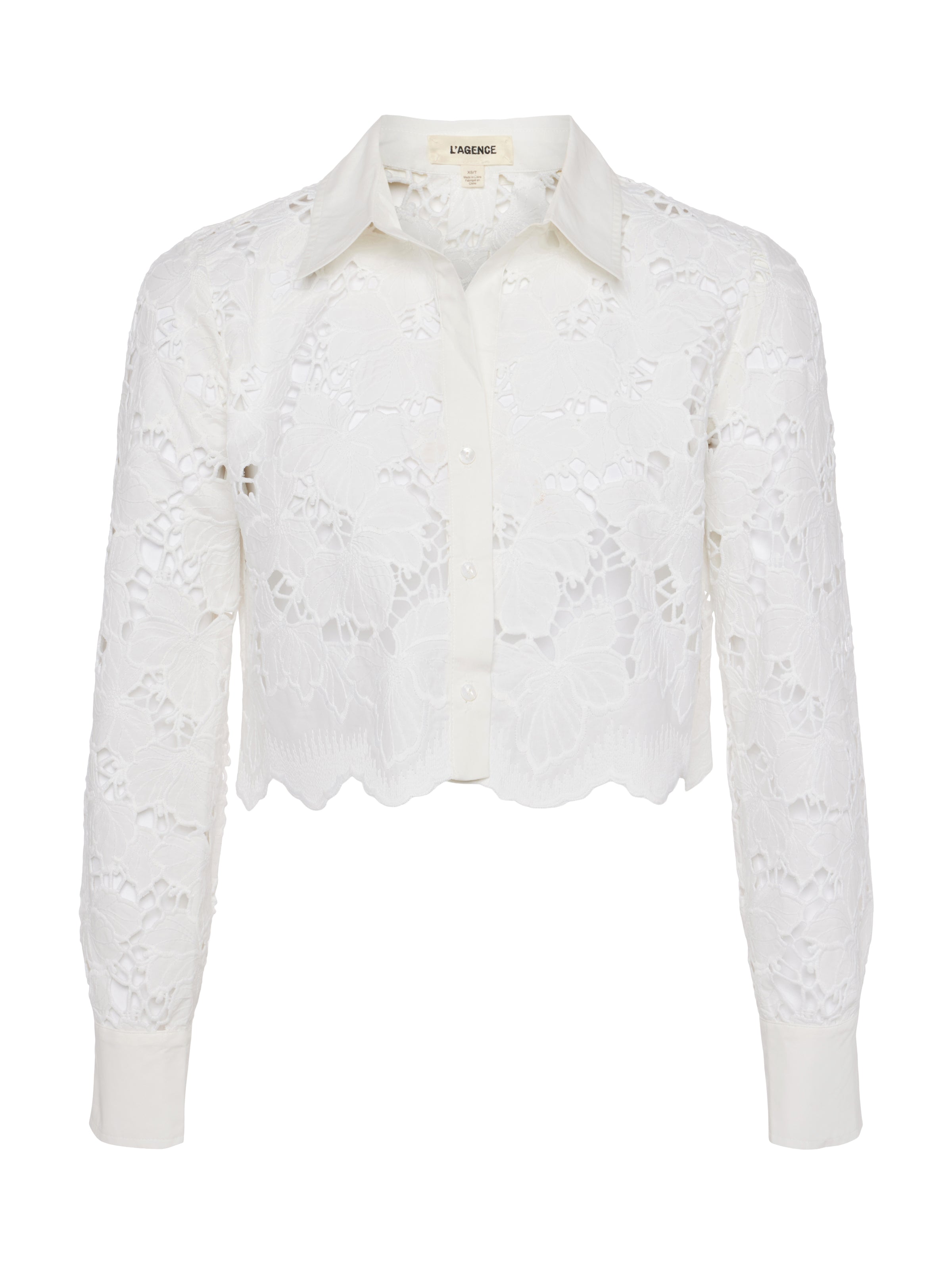 Seychelle Lace Cropped Blouse Top In White