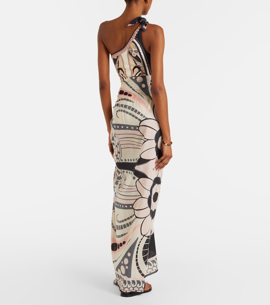 Printed cotton beach cover-up