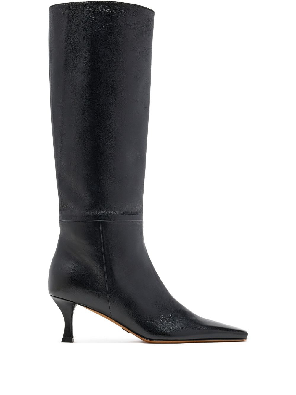 Trap leather knee-high boots - Black