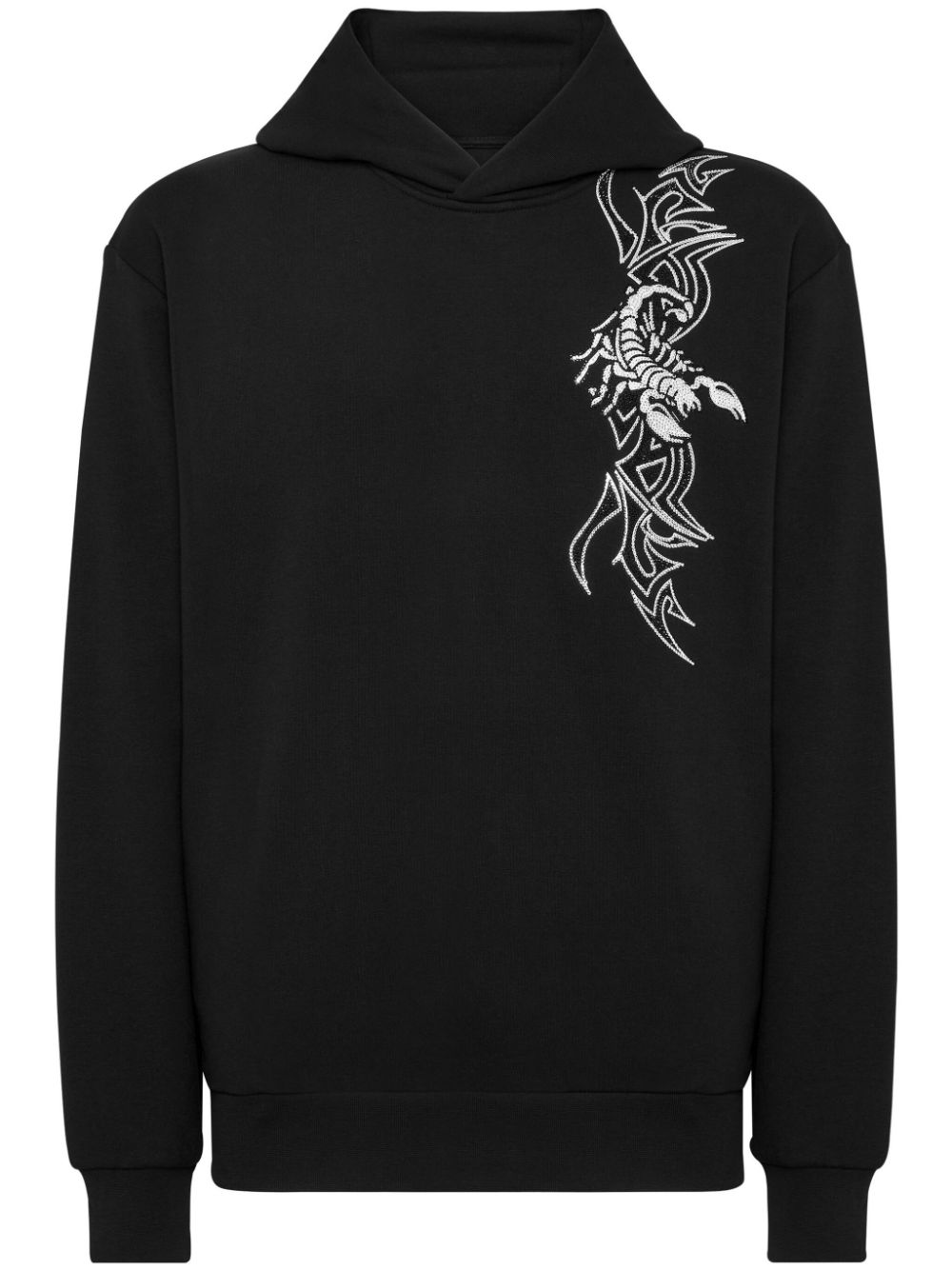 Logo-print crystal-embellished hoodie - Black