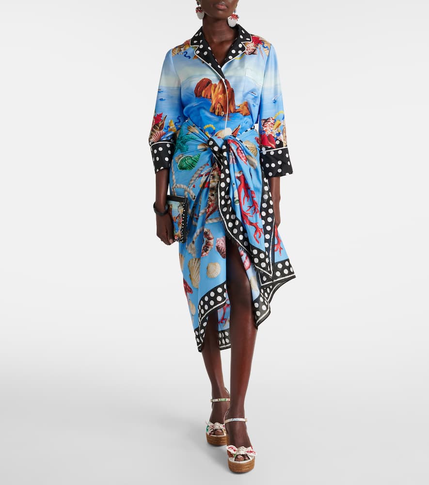 Capri printed silk satin shirt