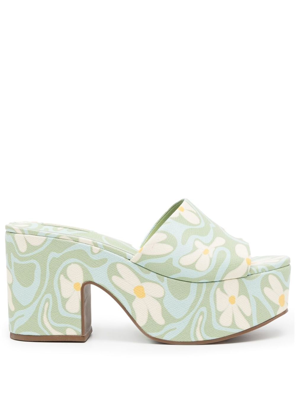 Floral-print platform mules - Green