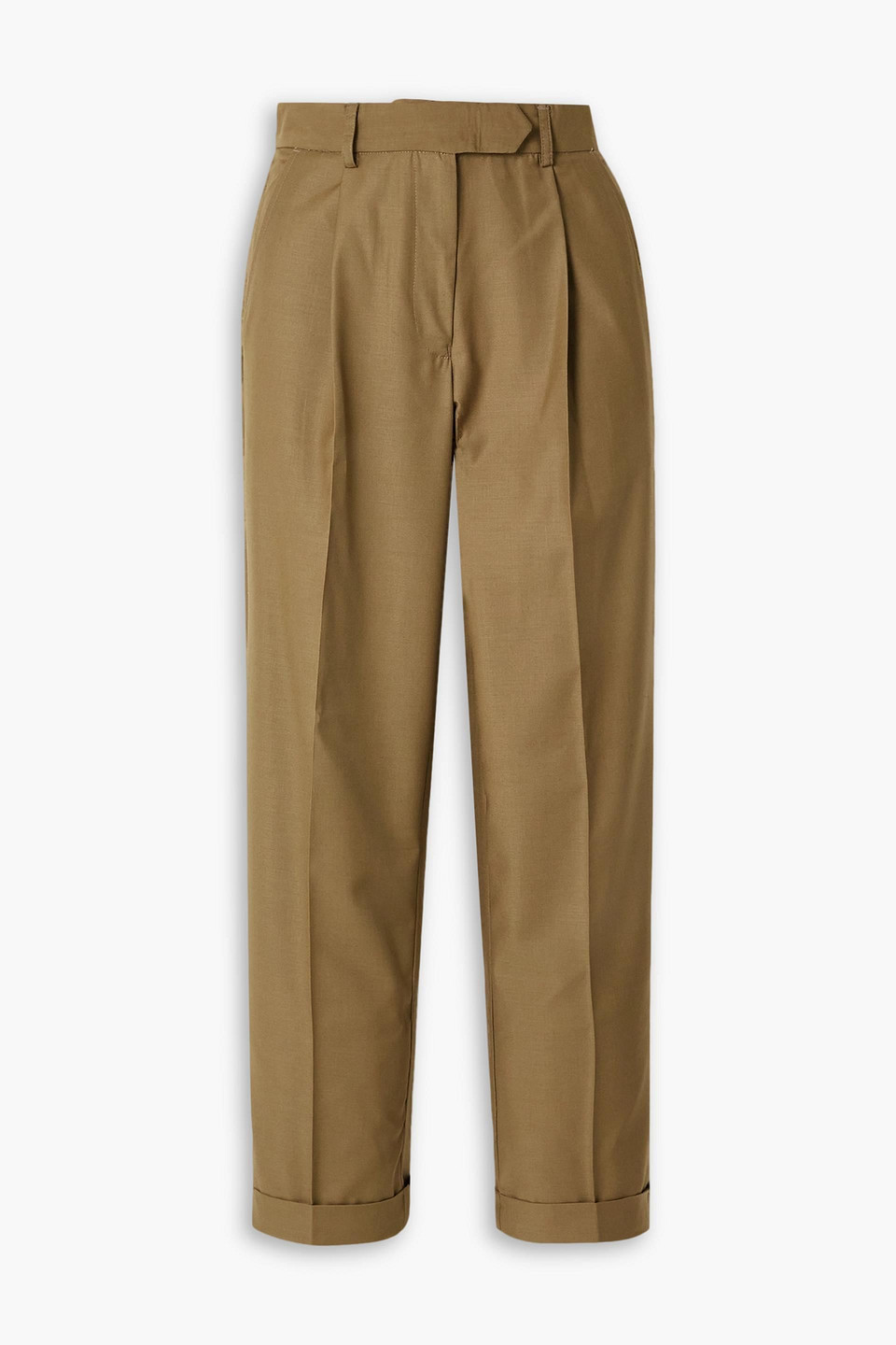 Twill straight-leg pants