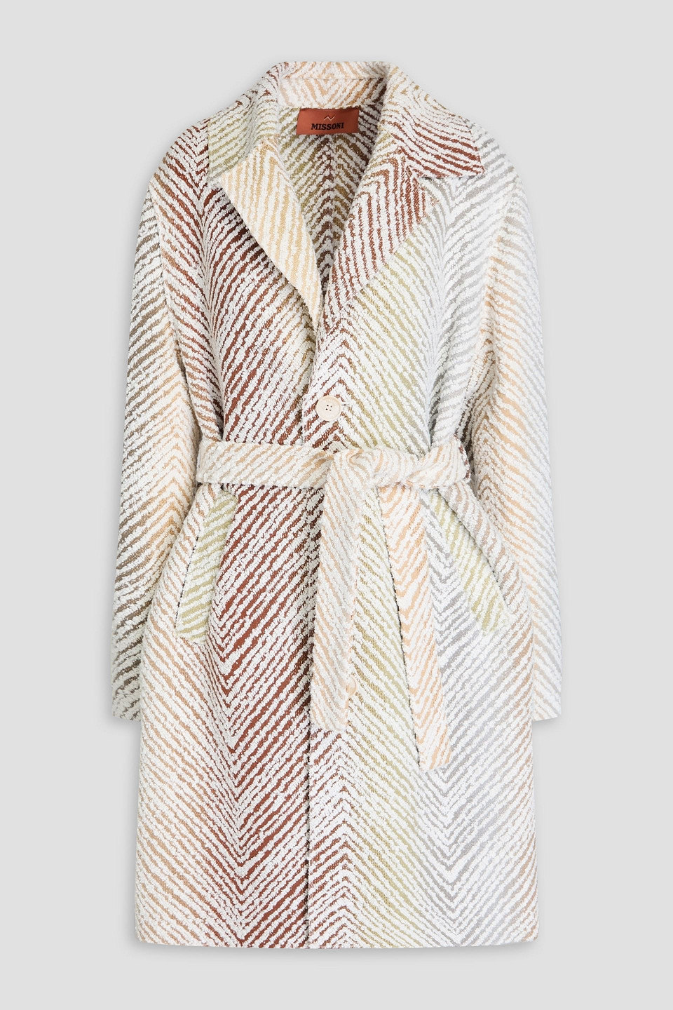 Belted bouclé-tweed coat - White - L