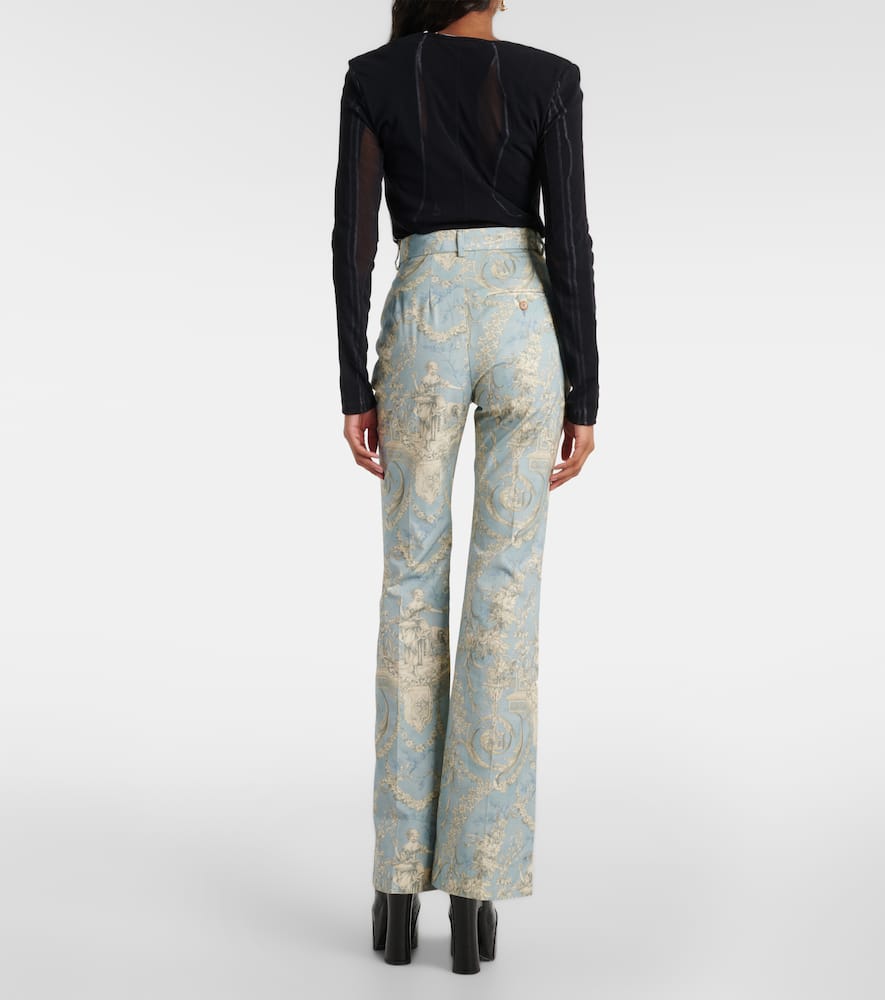 Ray printed high-rise cotton flared pants