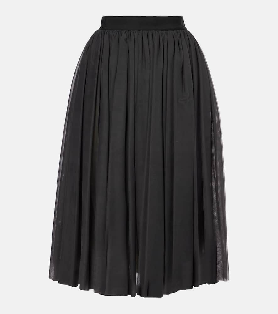 Gathered tulle midi skirt